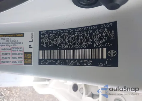 2023 Toyota Corolla Se from USA, damaged, VIN JTND4MBE3P3203927